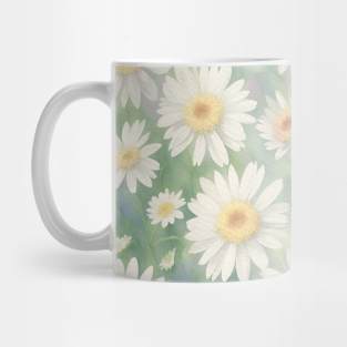 Watercolor Green Background With Big White Daisy Mug